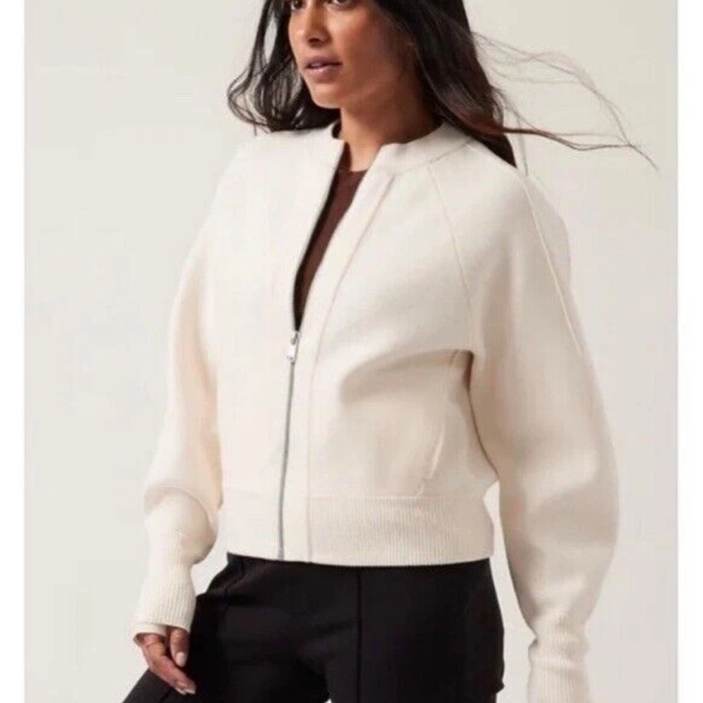 Athleta Off-White Bomber Jacket